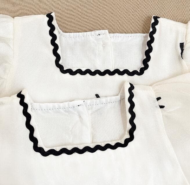 韓国風ベビー服 リボン柄半袖ワンピース ロンパース