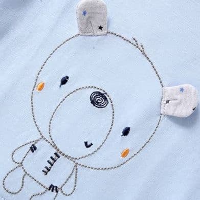 ロンパース くまさん刺繍入り長袖ロンパース