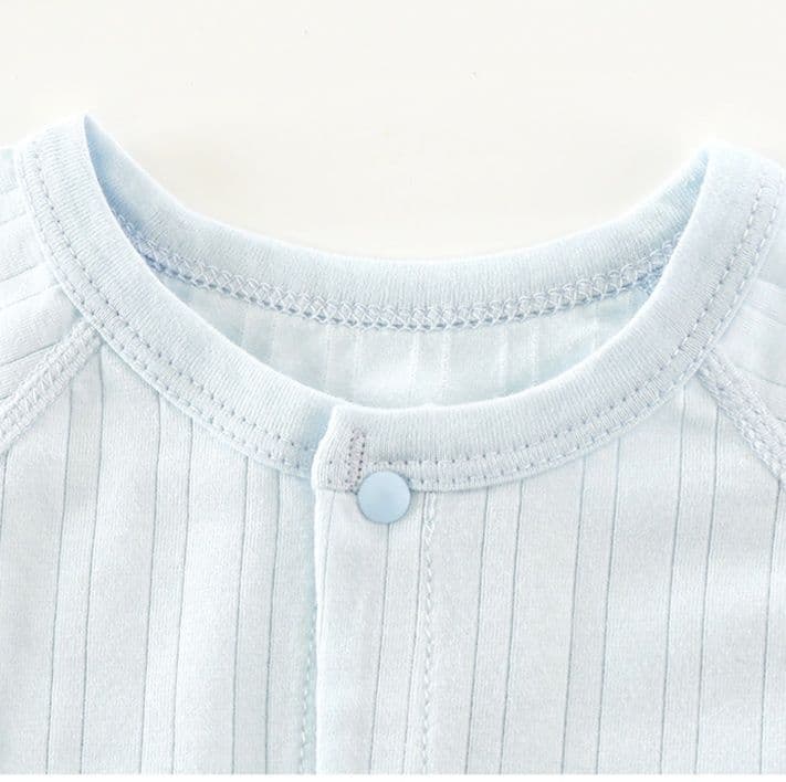 ロンパース くるま刺繍入りリブ半袖ロンパース