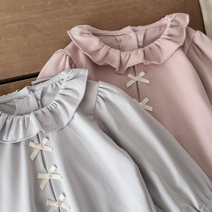 韓国風ベビー服 長袖フリル襟ロンパース
