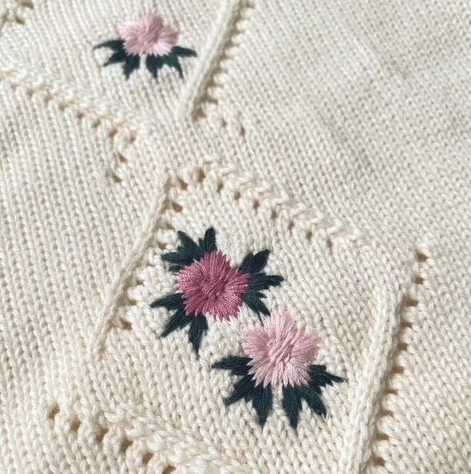 花柄刺繍長袖ニットロンパース ベビー服 66-90センチ