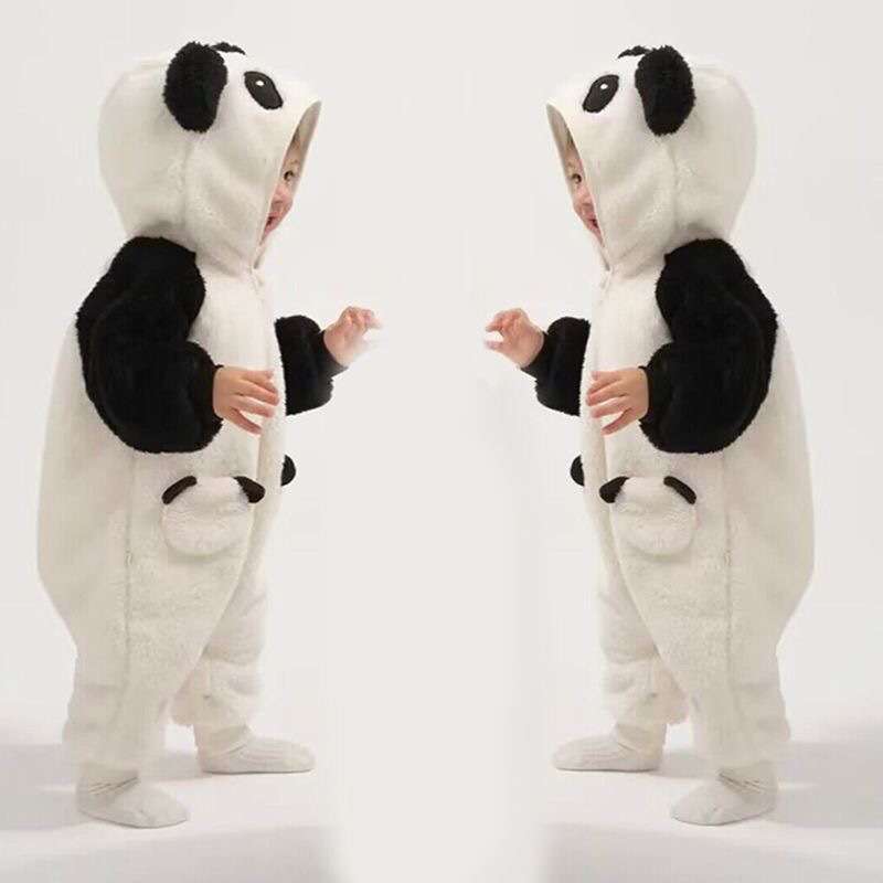 もふもふパンダ着ぐるみベビーロンパース