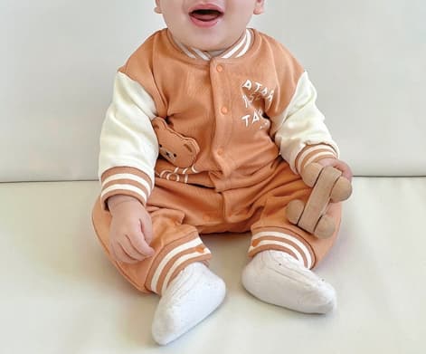 長袖ロンパース可愛いくま柄ベビー服
