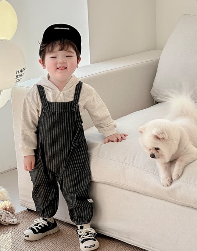 ロンパース 韓国風ベビー服 長袖セットアップ オーバーオール 男の子