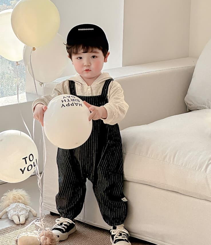 ロンパース 韓国風ベビー服 長袖セットアップ オーバーオール 男の子