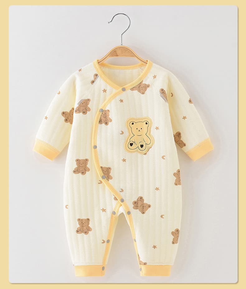 ロンパース くまさんワンポイント刺繍長袖ロンパース