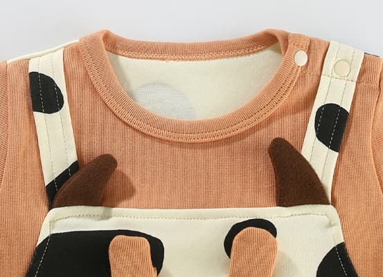 牛柄長袖ロンパース可愛いベビー服