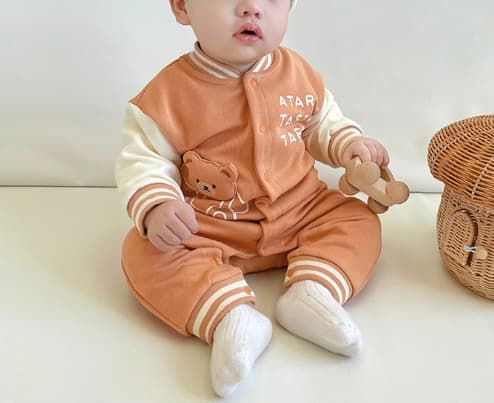 長袖ロンパース可愛いくま柄ベビー服