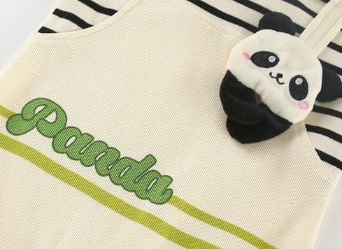 パンダ柄長袖ロンパース