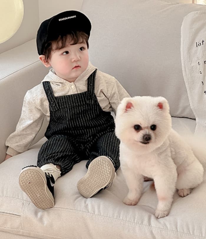 ロンパース 韓国風ベビー服 長袖セットアップ オーバーオール 男の子