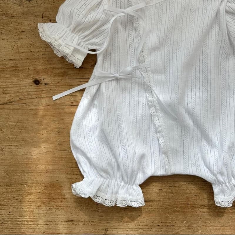 夏新作 女の子 半袖レース前開きロンパース 可愛いベビー服