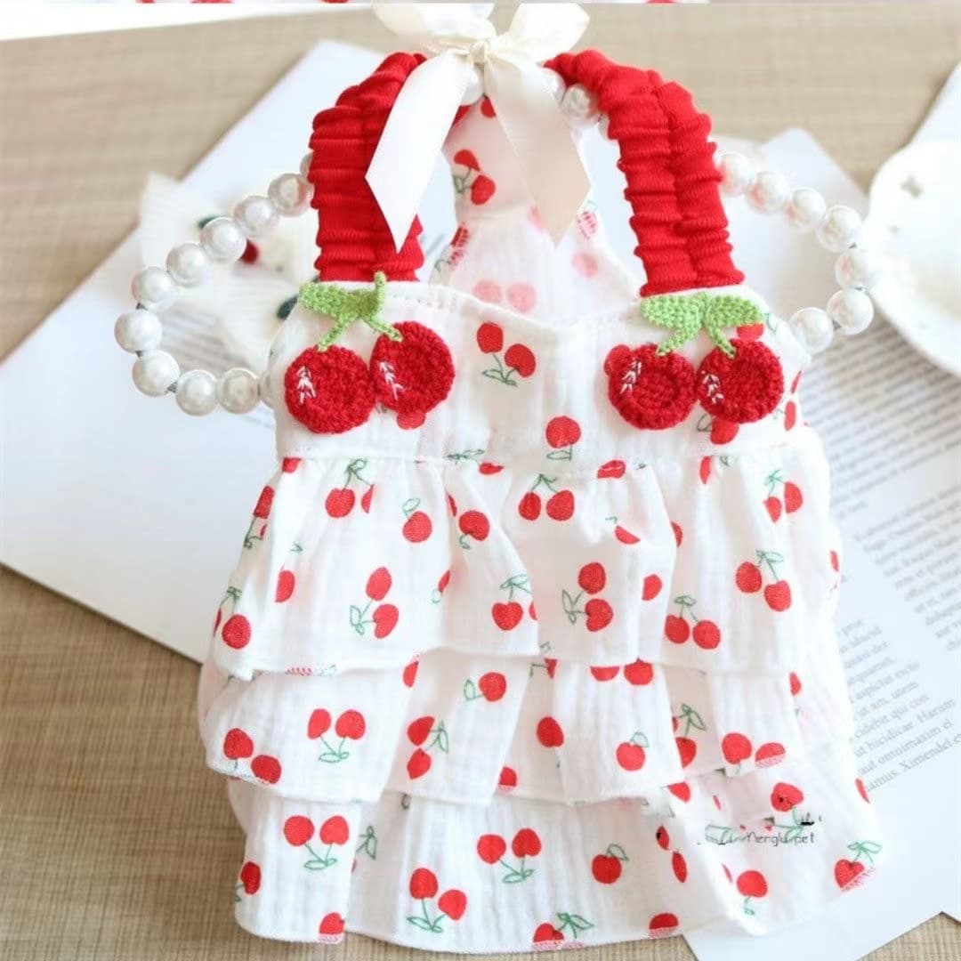 ロンパース さくらんぼ刺繍付きフリル袖なしロンパース