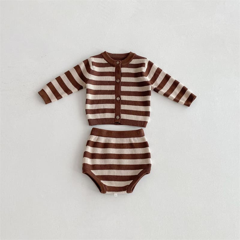 秋新作 ベビー 長袖 ニット ロンパース ボーダー柄 可愛い