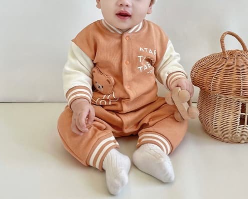 長袖ロンパース可愛いくま柄ベビー服