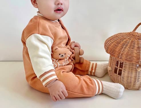 長袖ロンパース可愛いくま柄ベビー服