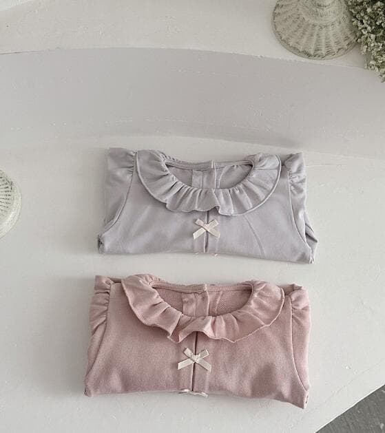 韓国風ベビー服 長袖フリル襟ロンパース