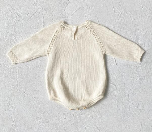 花柄刺繍長袖ニットロンパース ベビー服 66-90センチ