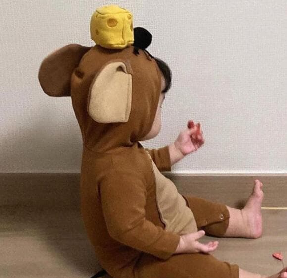 ねずみ着ぐるみ長袖ロンパース可愛い韓国風