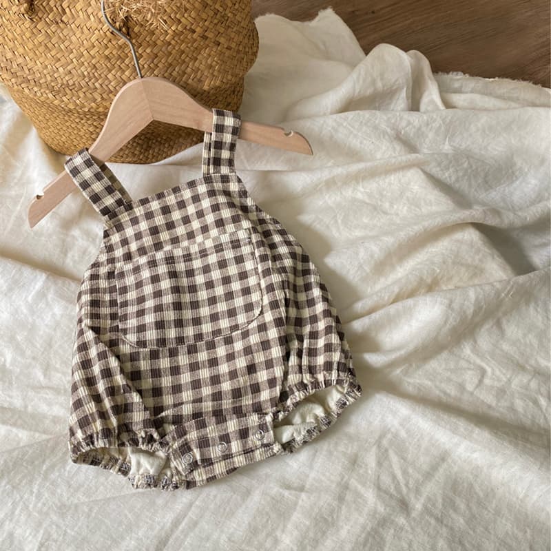 新作ベビー服ノースリーブサロペットロンパース可愛いチェック柄子供服