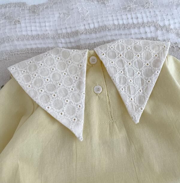 秋冬新作 長袖襟付きロンパース 可愛い黄色ベビー服