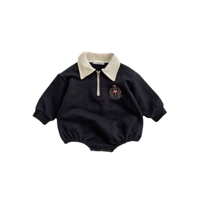 長袖襟付きロンパース ファスナー付き ベビー服
