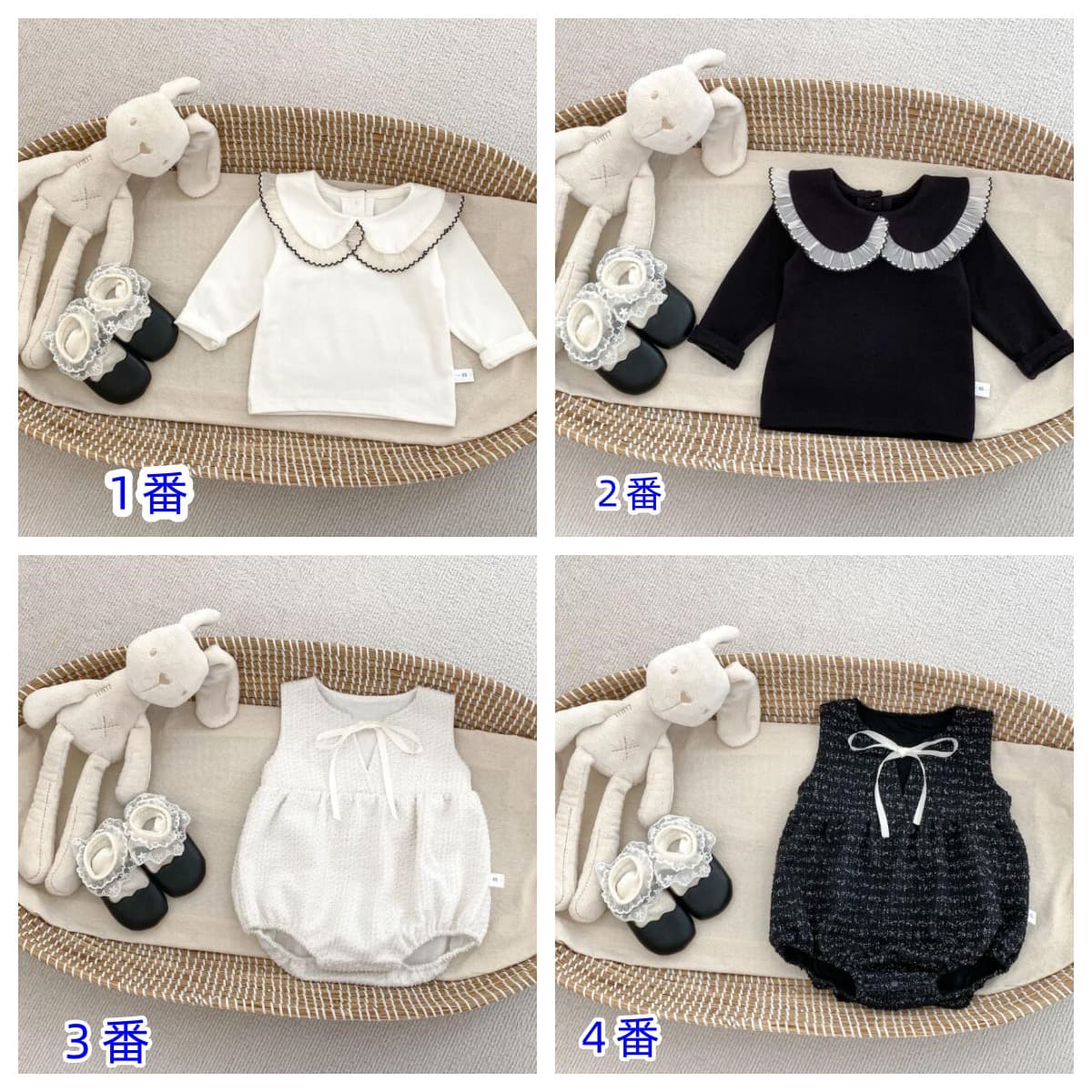 2025新作 韓国風ベビー服 長袖丸襟ロンパース 上下セット