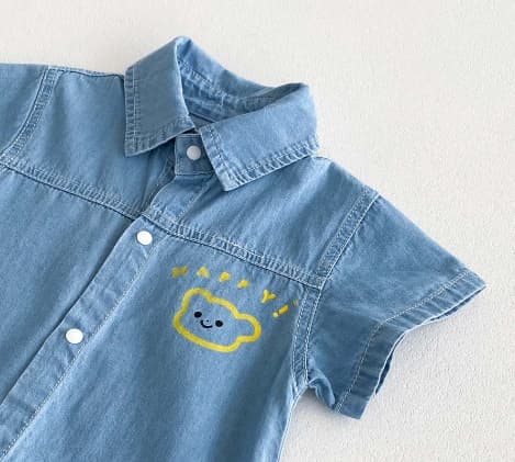 春夏新作男の子半袖ロンパース可愛いくまデニム風ベビー服