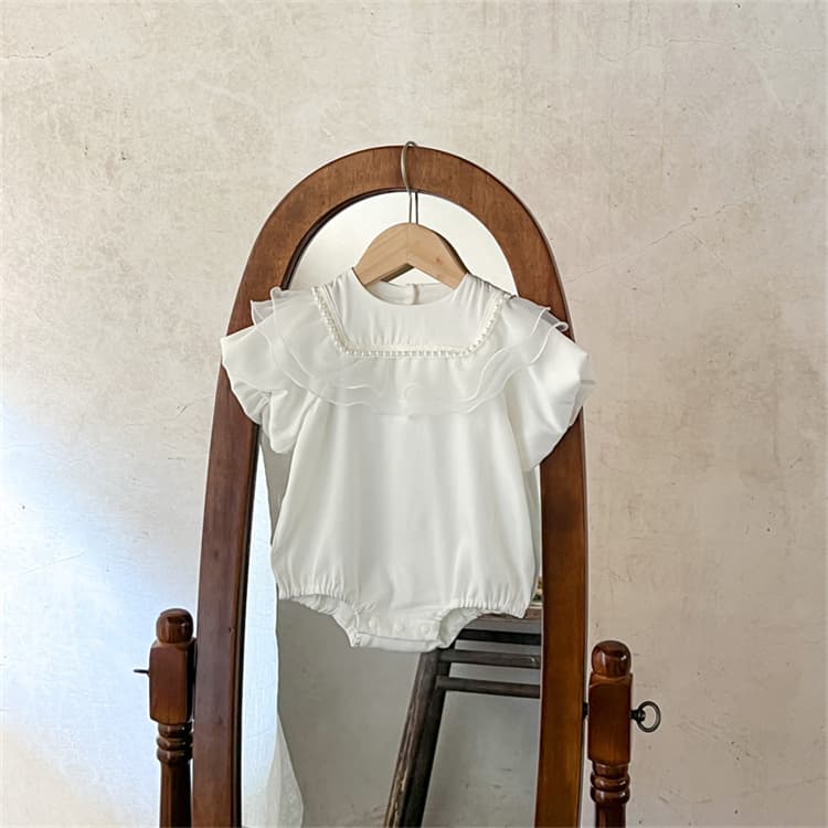 ロンパース フリルレース付き 姫風半袖ロンパース