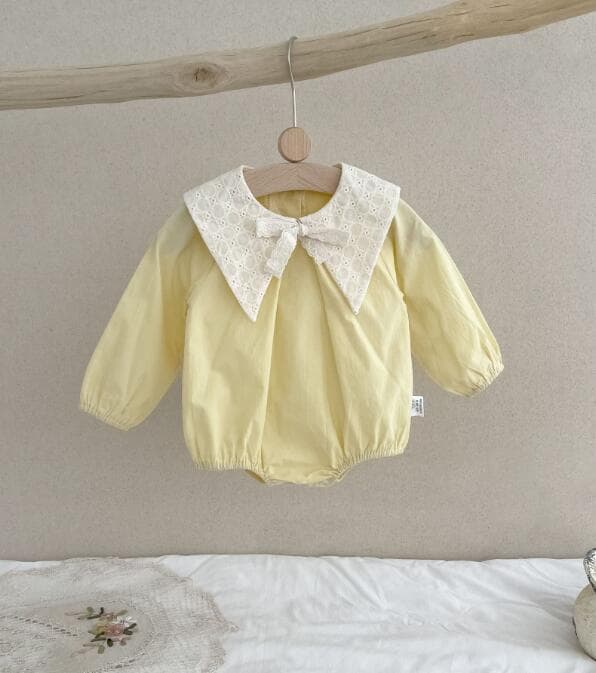 秋冬新作 長袖襟付きロンパース 可愛い黄色ベビー服