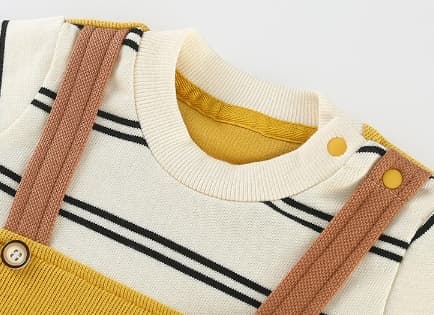 長袖ロンパース黄色オーバーオール風可愛いベビー服