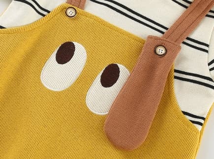長袖ロンパース黄色オーバーオール風可愛いベビー服