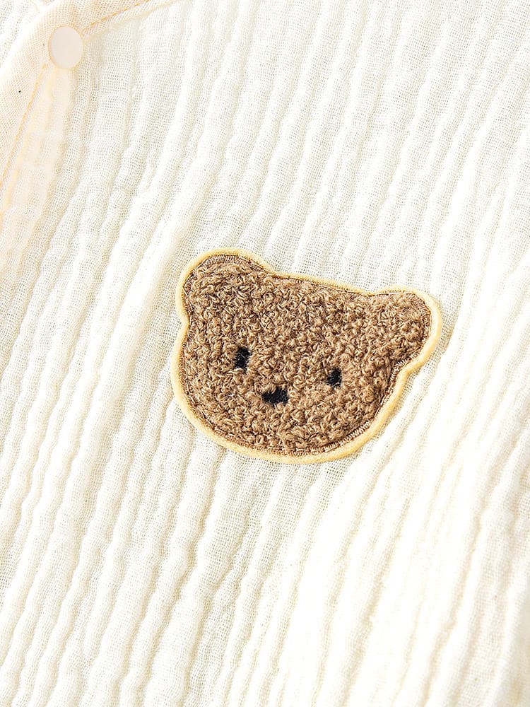 ロンパース くま刺繍入りノースリーブロンパース