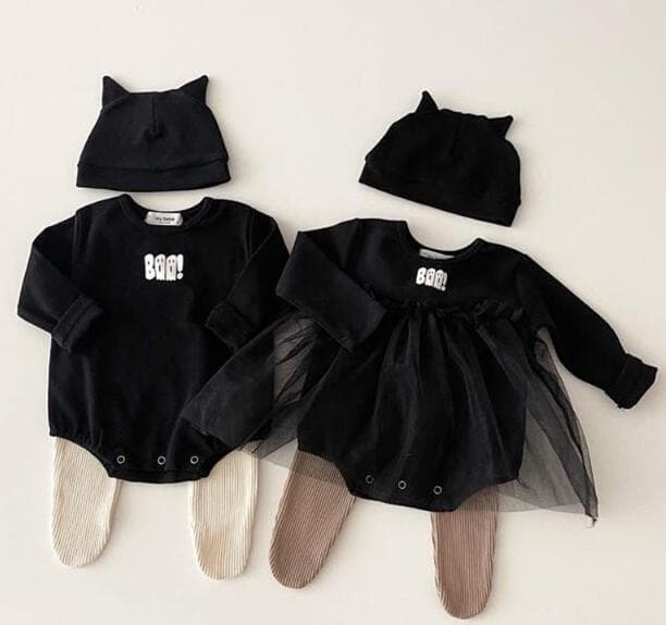 ハロウィン黒猫長袖ロンパース赤ちゃん新生児ベビー服