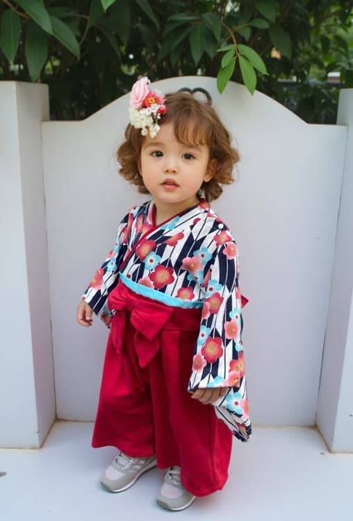 ロンパース 花柄和風袴風ロンパース