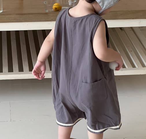 シンプルノースリーブ ロンパース グレー