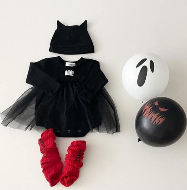 ハロウィン黒猫長袖ロンパース赤ちゃん新生児ベビー服