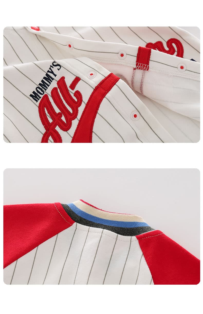 ロンパース スポーティー野球風半袖ロンパース