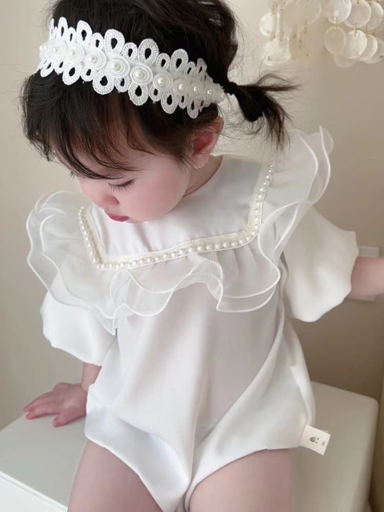 ロンパース フリルレース付き 姫風半袖ロンパース