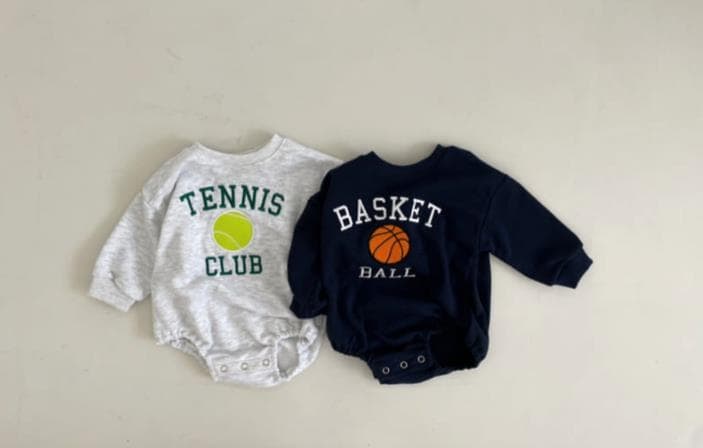 子供服スポーツ柄長袖ロンパース