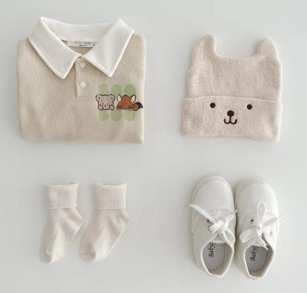 可愛い動物刺繍長袖ロンパース男女兼用ベビー服