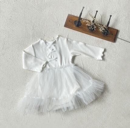 韓国風長袖ロンパーススカート女の子用チュール付き