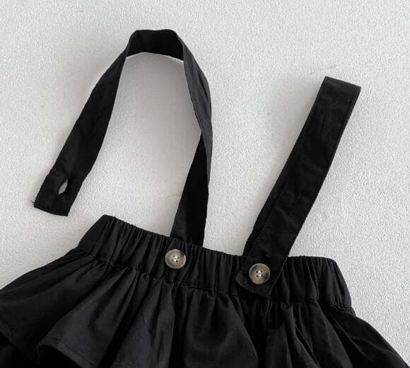 女の子用長袖ロンパース黒白フリル付き73-100センチ