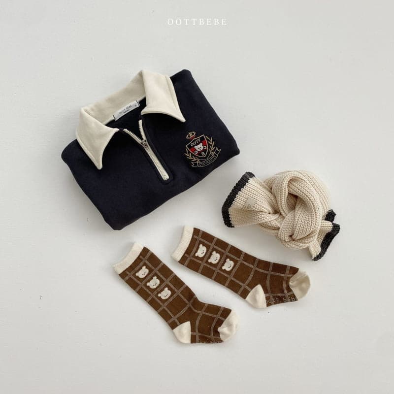 長袖襟付きロンパース ファスナー付き ベビー服
